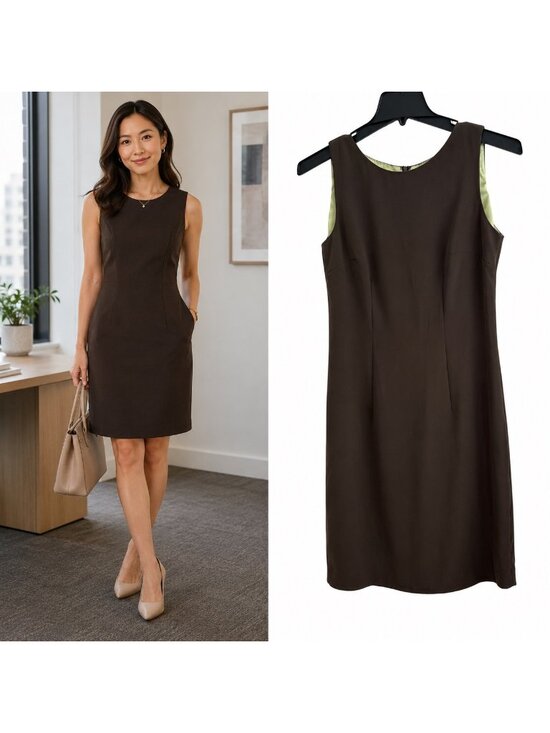 Amanda Smith Petites Dresses & Skirts - Amanda Smith Petites Brown Sleeveless Sheath Dress Size 8P Preppy Old Money NWT
